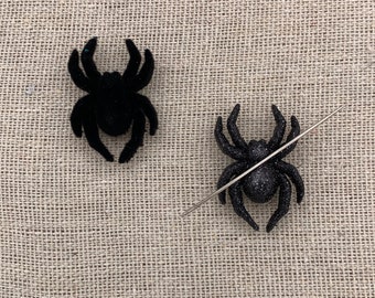 Fuzzy Or Glitter Spider Needle Minder | Spooky | Halloween | Autumn | Fall | Creepy | Magnetic Needle Minder | Nanny | Keeper | Cover Minder