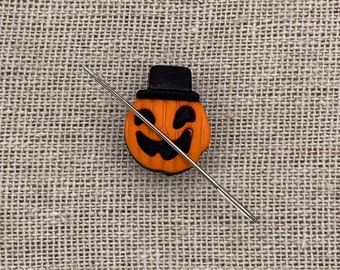 Top Hat Jack O Lantern Needle Minder | Pumpkin | Halloween | Happy | Autumn | Fall | Magnetic Minder | Needle Nanny | Keeper |  Cover Minder