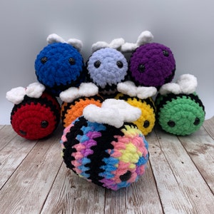 Crocheted Bumble Bee | Rainbow Crochet Squish | Soft Amigurumi | Ready to Ship