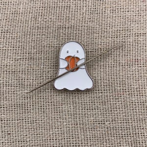 Pumpkin Ghost Needle Minder | Cute | White | Halloween | Spooky | Magnetic Needle Minder | Keeper | Nanny | Cover Minder