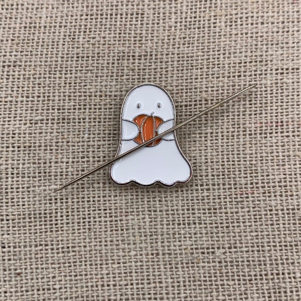 Pumpkin Ghost Needle Minder | Cute | White | Halloween | Spooky | Magnetic Needle Minder | Keeper | Nanny | Cover Minder