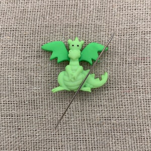 Small Green Dragon Needle Minder | Magnetic Needle Minder | Nanny | Keeper | Cover Minder | Lizard | Dinosaur | Fantasy | Magic