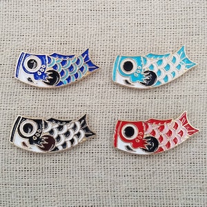 Koi Kite Needle Minder | Windsock | Koinobori | Japanese | Carp | Magnetic Needle Minder | Needle Nanny | Cross Stitch | Blue | Black | Red