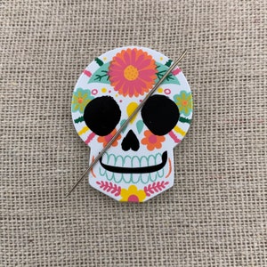 Floral Skull Needle Minder | Day of the Dead | Sugar | Halloween | Magnetic Needle Minder | Needle Nanny | Keeper | Cover Minder