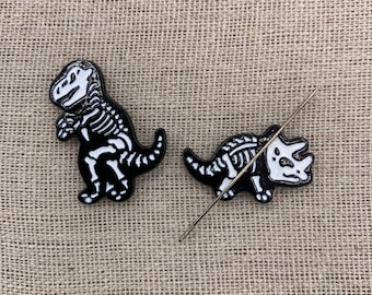 Skeleton Dinosaur Needle Minder | T Rex | Triceratops | Dino | Spooky | Halloween | Magnetic Minder | Needle Nanny | Keeper | Cover Minder
