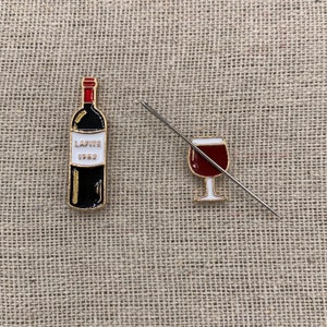 Wine Bottle & Glass Needle Minder | Drink | Grapes | Magnetic Needle Minder | Needle Nanny | Keeper | Cover Minder