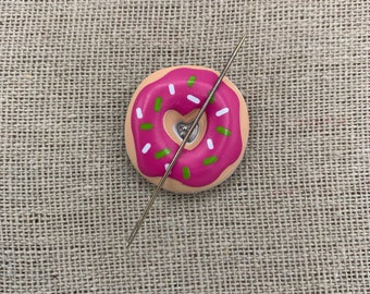 Pink Heart Sprinkle Donut Needle Minder | Cute | Food | Sweet | Treat | Magnetic Needle Minder | Needle Nanny | Keeper | Magnet | Doughnut