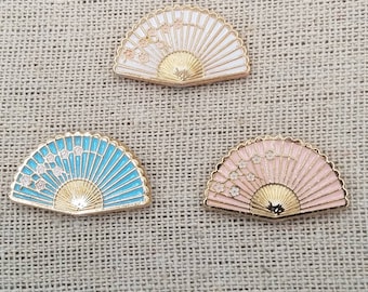 Decorative Oriental Fan Needle Minder | Floral Fan | Pink | Blue | White | Magnetic Needle Minder | Needle Nanny | Cross Stitch | XStitch