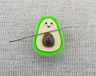 Smiley Avocado Needle Minder | Cute | Green | Kawaii | Adorable | Food | Needle Nanny | Magnetic Needle Minder | Keeper