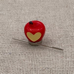 Red Apple Heart Needle Minder | Fruit | Food | Magnetic Minder | Needle Nanny | Keeper | Cover Minder