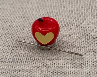 Red Apple Heart Needle Minder | Fruit | Food | Magnetic Minder | Needle Nanny | Keeper | Cover Minder