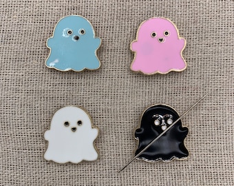 Ghost Needle Minder | Halloween | Cute | White | Pink | Black | Blue | Spooky | Magnetic Needle Minder | Keeper | Nanny | Cover Minder