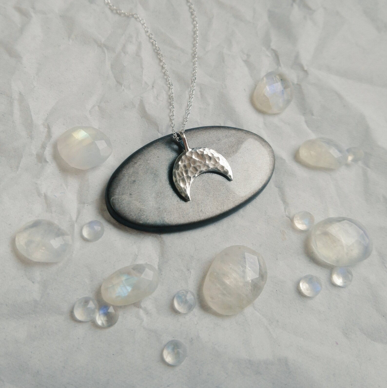 Crescent moonstone necklace Clearance