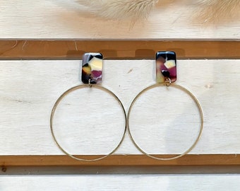 Acetat Ohrringe | Messingakzent | Statement Ohrringe | Boho