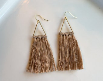 Fringe Triangle Hoop Earrings | Tassel Earrings | Statement Earrings | Boho