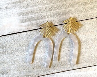 Gold Plated Brass Arch Earrings | Acetate Arch | Statement Earrings | Boho