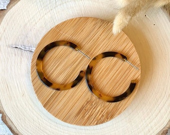 Orecchino a cerchio in acetato / Orecchini di dichiarazione / Boho - Italia