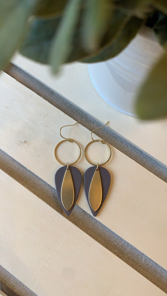 Clay Earrings Brass Accent Statement Earrings Boho Etsy UK