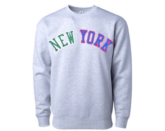 New York Football Teams Crewneck: Hand Stitched Sweater