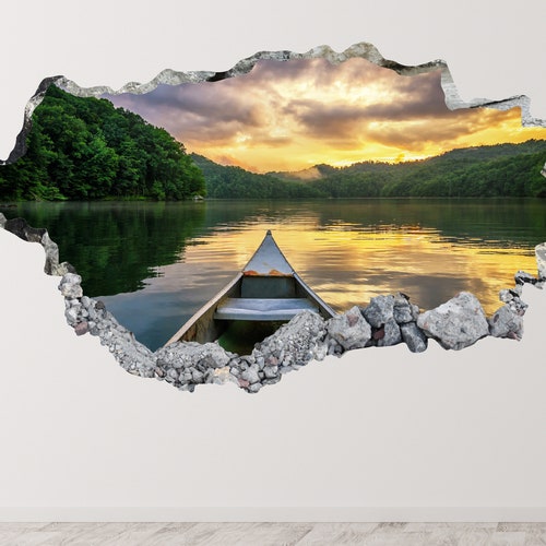 Waterfall Wall Decal Lake 3D Smashed Wall Art Sticker Kids Etsy