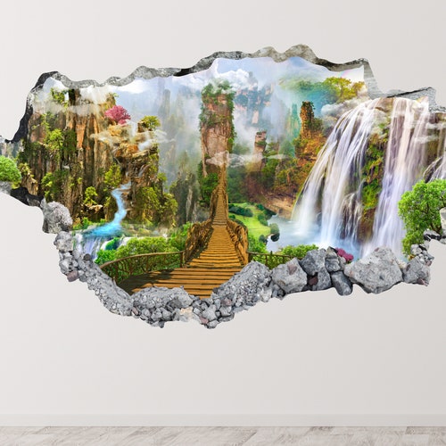 Fantasy Land Wall Decal Art Decor 3D Beautiful Landscape Etsy