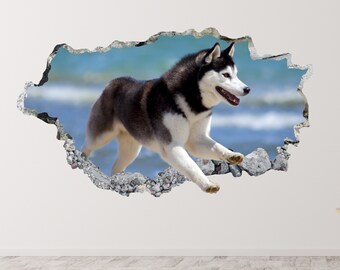 HUSKY DOG HUSKIES AND SLED SLEDGE vinyl wall art sticker decal