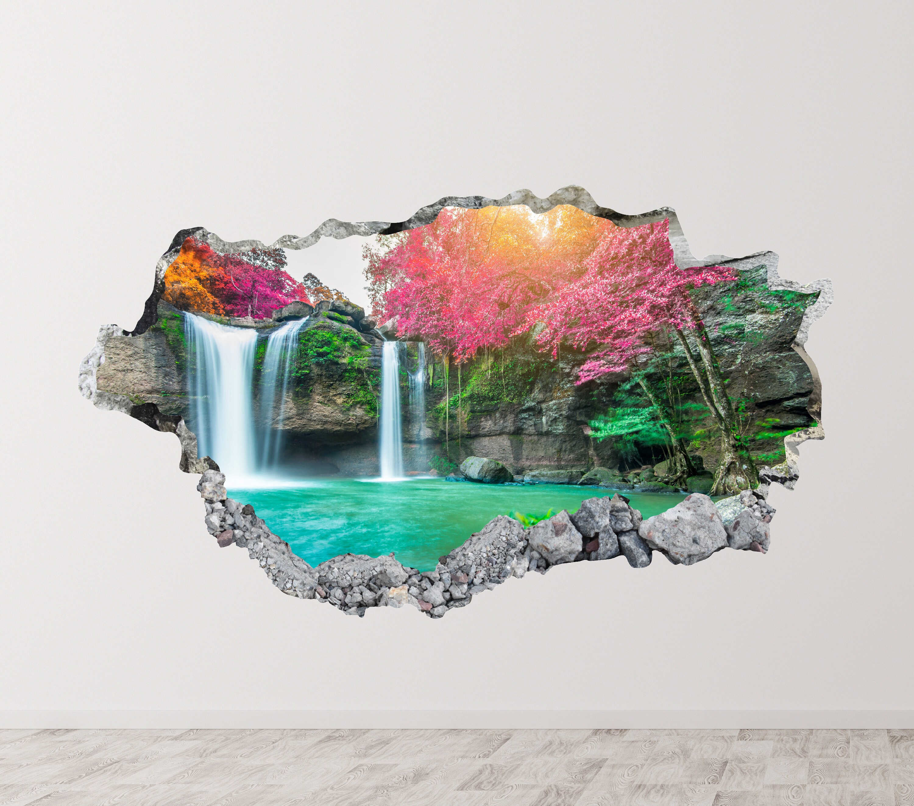 Colorful Waterfall Wall Decal Art Decor 3D Mountains Sticker Etsy