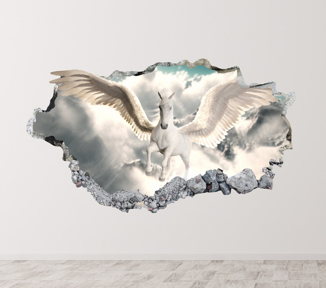 Pegasus Wall Decal Art Decor 3D Flying Sticker Mural Poster Etsy
