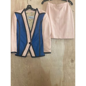 Vintage 1980s Saticci Collection Women&#39;s Leather Jacket & Skirt Set Size 4, 1980s fashion for women, Vintage Leather Suit