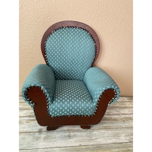 Vintage 1990s Dayton Hudson Upholstered Doll Chair for 18&quot; Doll, Doll Furniture, Miniature Furniture, Doll Chair