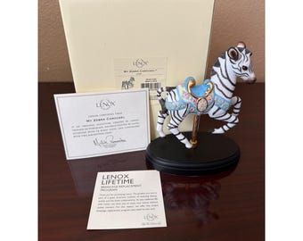 Lenox "My Zebra Carousel" June Birthstone Porcelain Figurine 24K Gold NEW