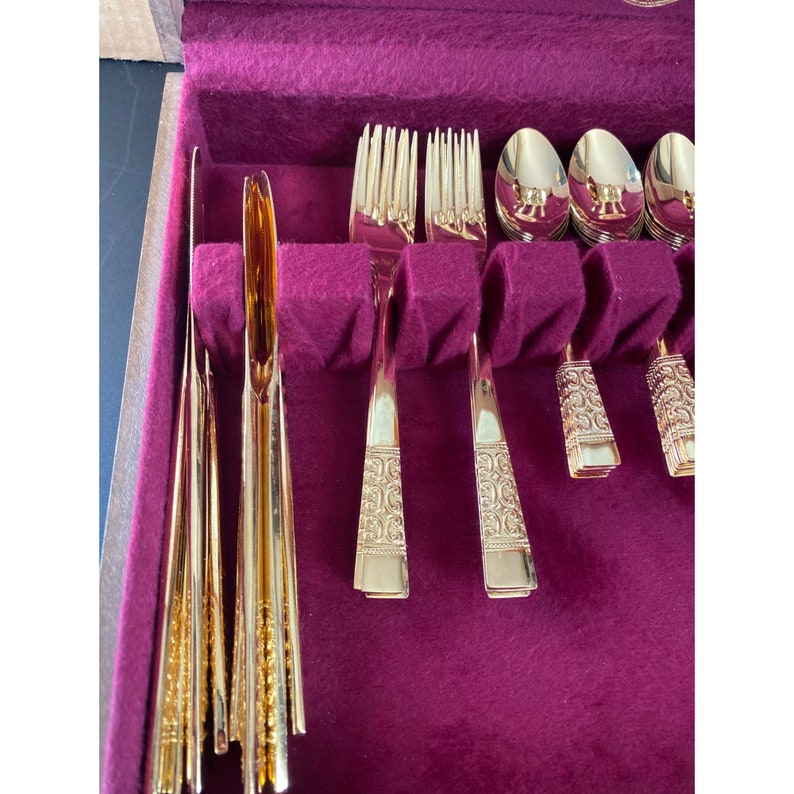 Vintage 70s Naken Tarnish Proof Silverware Chest W/48 Pc Etsy