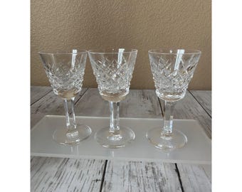 3 X Waterford Crystal ALANA 3 3/8" cordial/likeurglazen diamantgeslepen gotisch merk