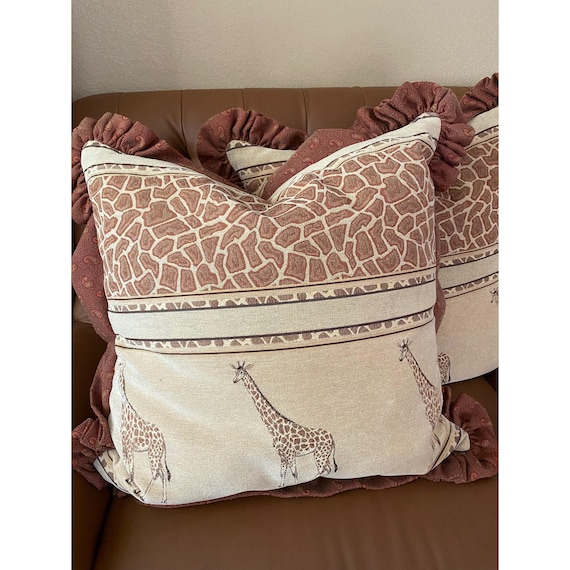 Set of Safari Giraffe Jungle Chic Euro Accent Pillows 24 X 24