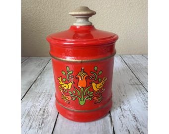 MCM Kromex kleine bus rode vogels bloemen emaille metaal K-679 VS - vervanging