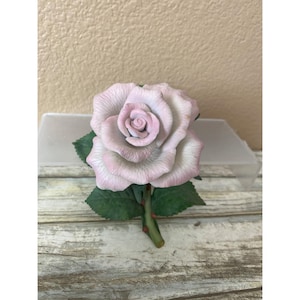 1989 Lenox Tea Rose Fine Porcelain Pink Rose Figurine Capodimonte Style, Flower Decor for Home, Vintage Lenox, Gift for Garden Lover