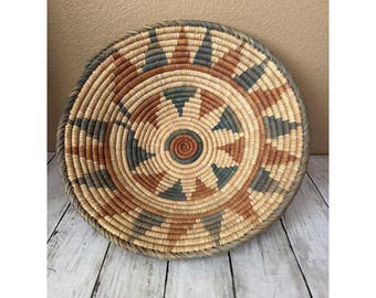 Cesto da raccolta vintage in stile sud-occidentale, intrecciato a mano, 35 cm, stile boho cottagecore