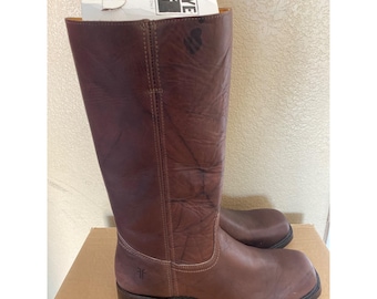 Bota Frye Campus 14L em couro marrom, tamanho 11 masculino, modelo #87290, White Label, nova sem caixa, vintage anos 80.