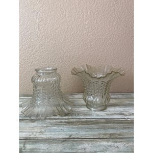 Vintage Clear Glass Ruffled Lamp Shade for Ceiling Fan/Wall Sconce 2 1/8&quot; FITTER, Replacement Lamp Shade, Glass Shade