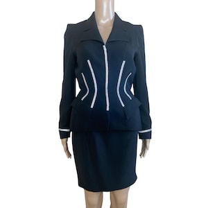 Thierry Mugler 1998 Fall/Winter Black Rhinestone Embellished Skirt Set EUR 36, Vintage Mugler, Thierry Mugler Clothing, Luxury Clothing