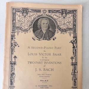 1932年版 バッハの2声インヴェンション第2ピアノパート楽譜（ルイ・ヴィクター・サール作曲）