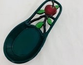 Cast Iron Spoon Rest, Green Cast Iron Spoon Test with Red Apple Theme, China 0DI002S