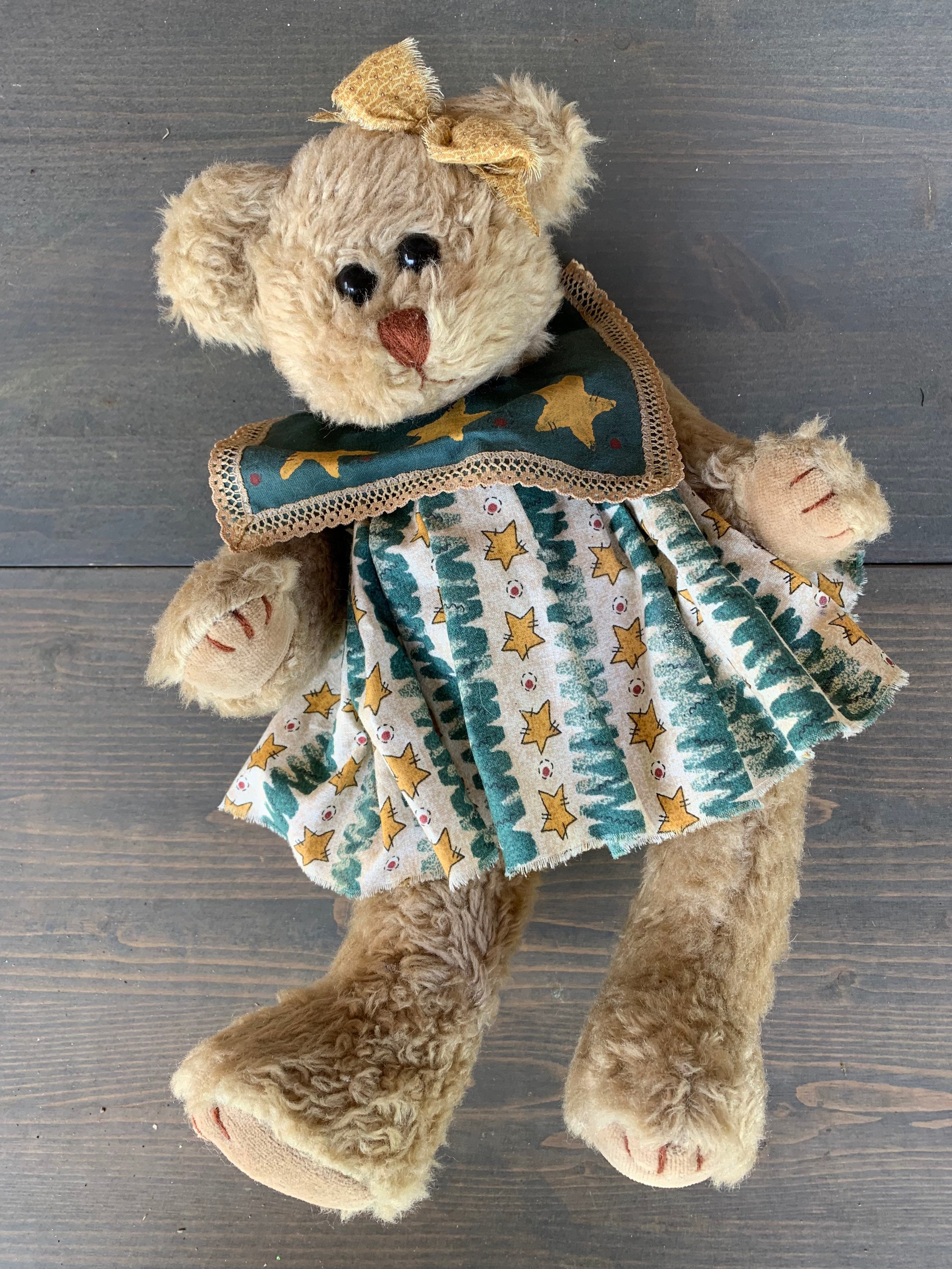 Vintage Brown Teddy Bear With Jointed Limbs and Plush Stuffed Body - Etsy