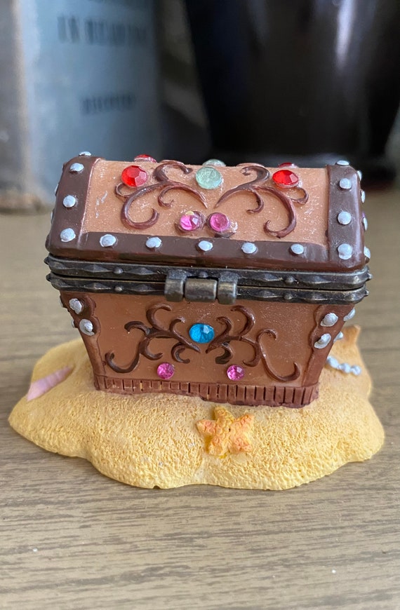 Vintage Pirate Treasure Chest Trinket Box Jewelry B… Gem