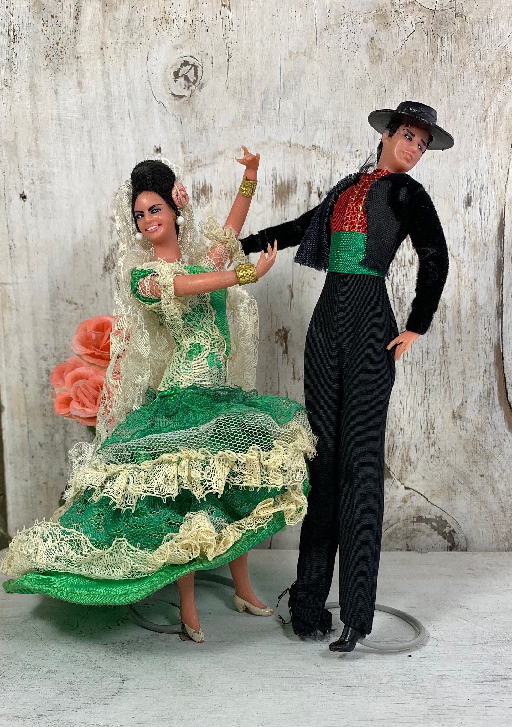 ヴィンテージ スペイン お土産人形、フラメンコ ダンサー人形、マリン