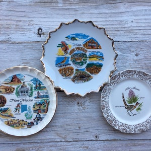 New Mexico Souvenir Plate, Small Vintage New Mexico Collectible Plate, Gold Trimmed New Mexico Plate