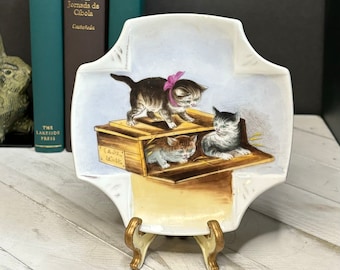 Playful Kittens Trinket Dish, Painted Cat Trinket Dish, Small