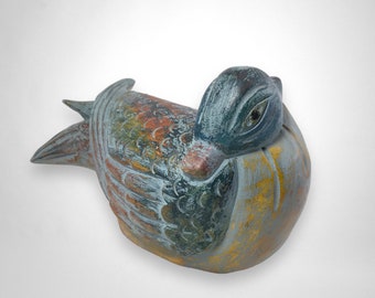 Duck Figurine Decoy, Carved Wooden Duck, Duck Sculpture