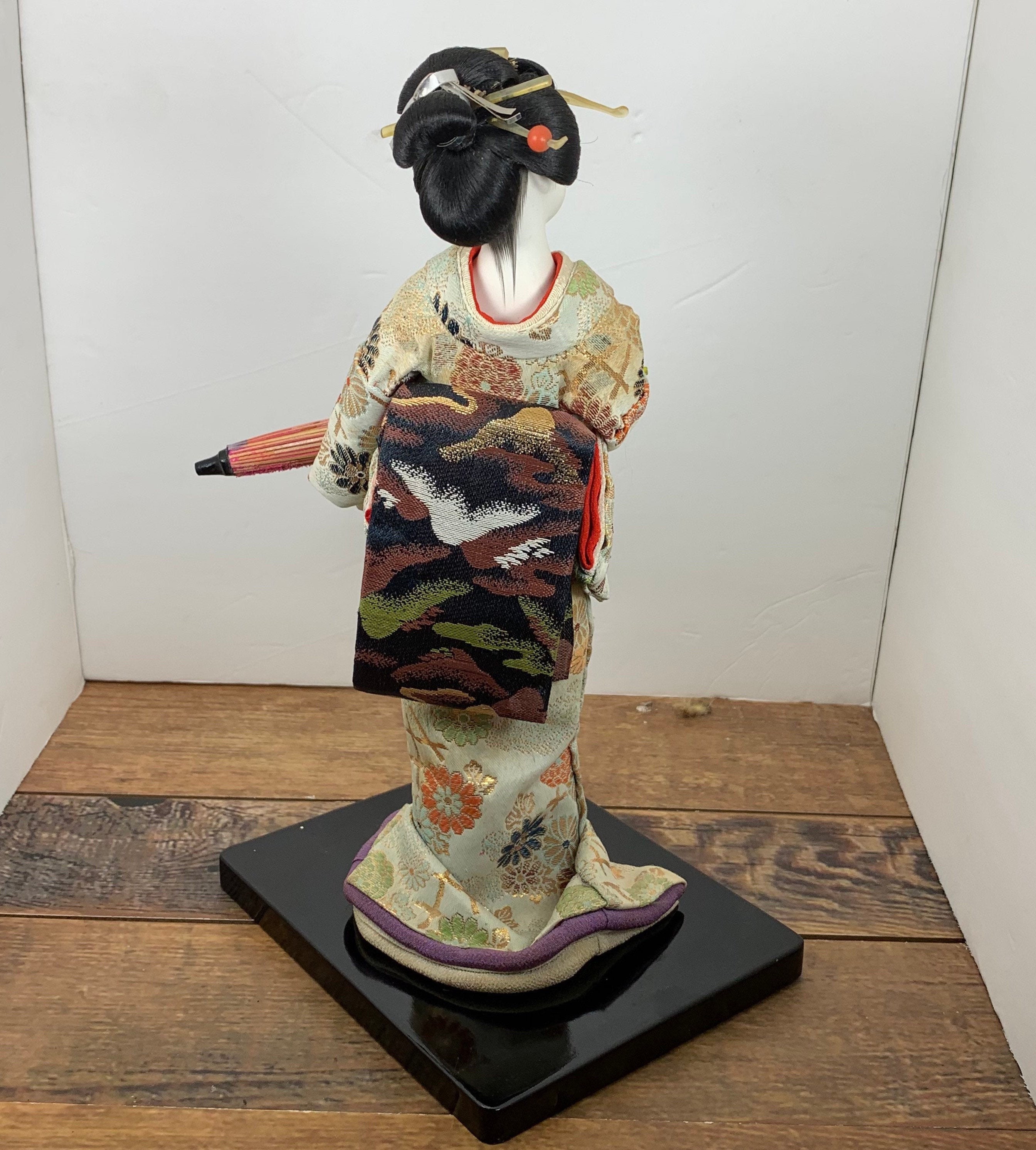 Vintage Japanese Kyoto Geisha Girl Doll With Parasol Fan and Etsy