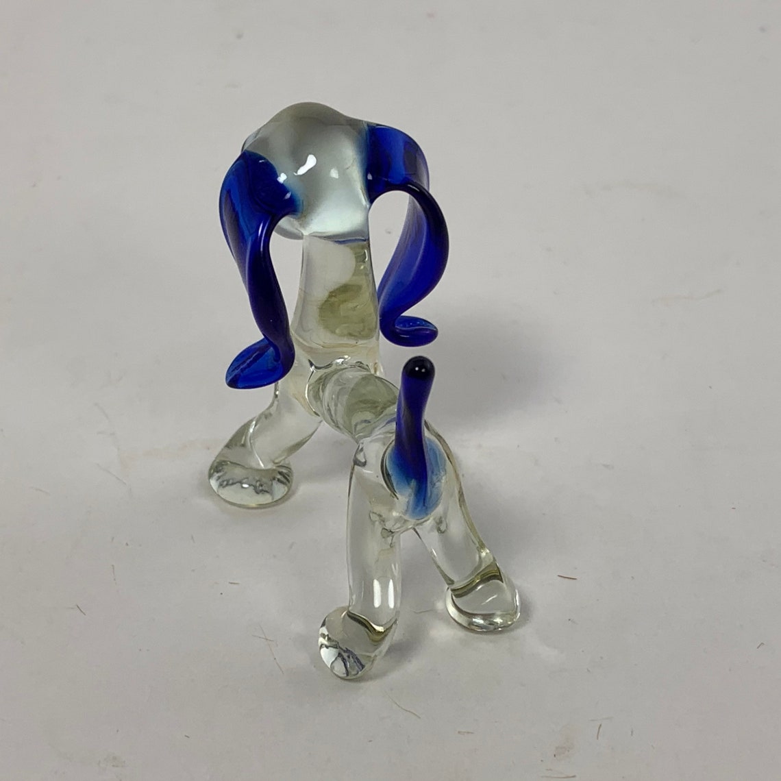 Hand Blown Glass Dog Figurine with Long Blue Ears Etsy